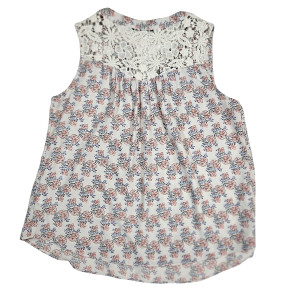 Collective Concepts Sleevless V Neck Floral Blouse, Ivory/Multi, XS - Picture 8 of 12